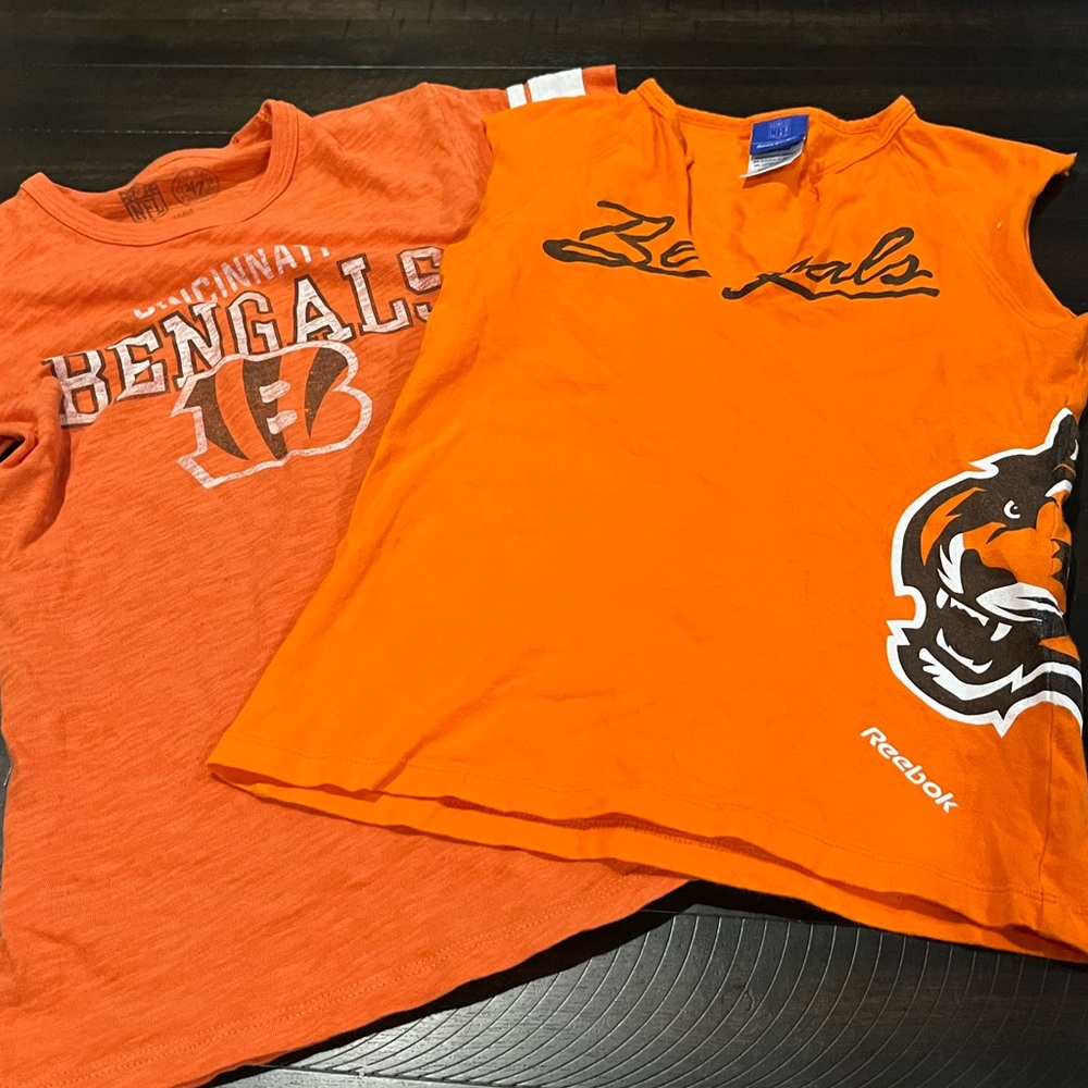 Reebok Women’s small medium Orange Cincinnati Bengals Shirt lot Tees T-shirt